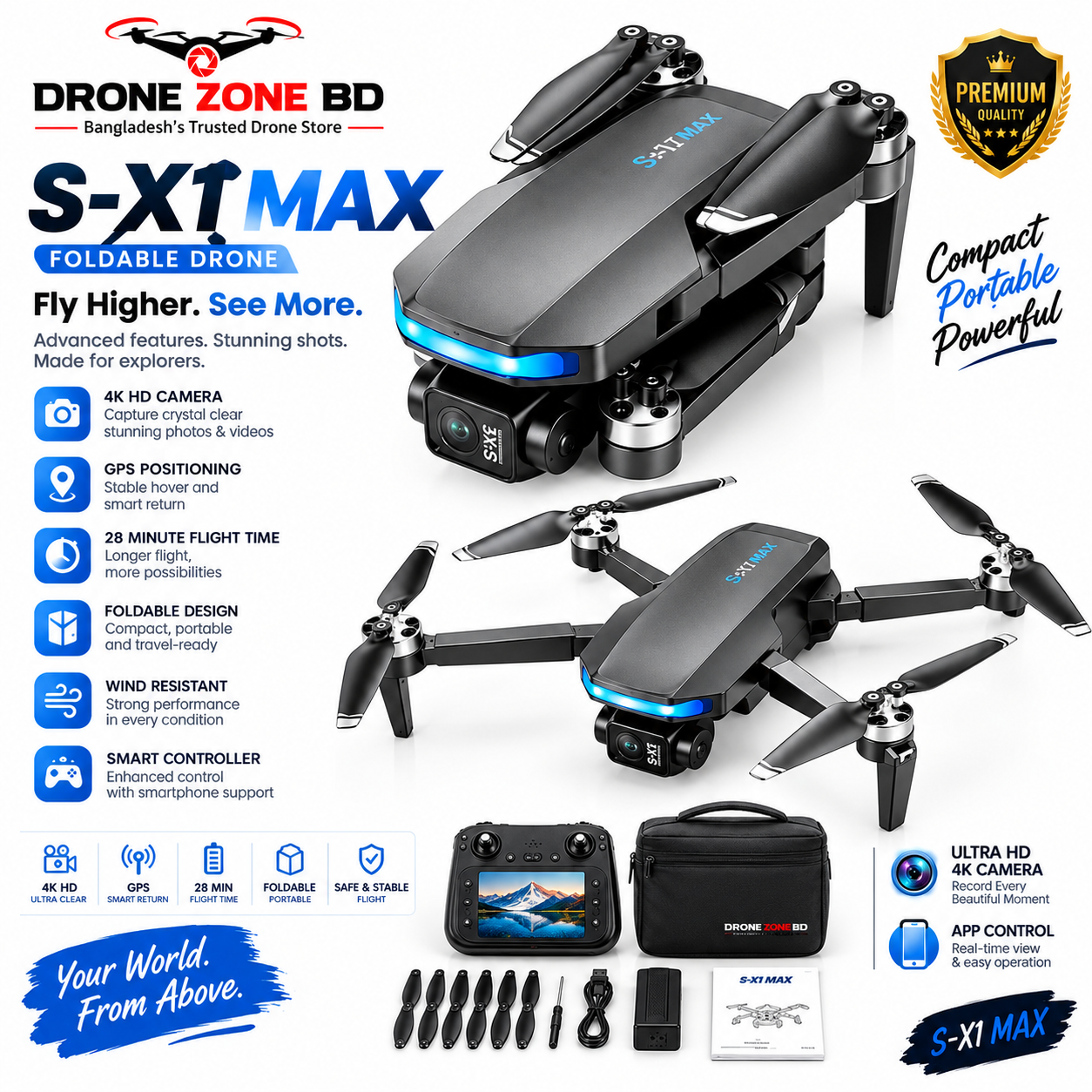SX-1 GPS RC Drone Price in Bangladesh | 1080 HD Dual Camera Drone